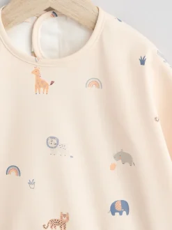 Mini jungle neutre - Bavoir à manches de sevrage et d’alimentation