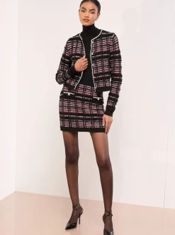 Mini-jupe courte Lipsy en maille à carreaux en boucle