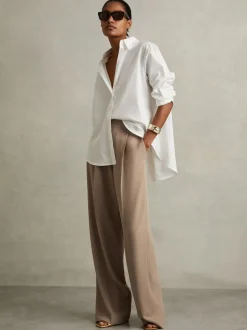 Mink neutre - Reiss Pantalon en sergé Eden à taille élastiquée Ample