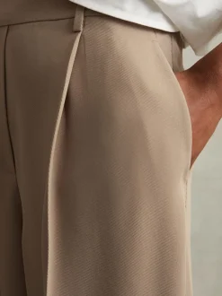 Mink neutre - Reiss Pantalon en sergé Eden à taille élastiquée Ample