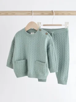 Minéral - Ensemble bébé pull et legging en tricot texturé 100 % coton (0mois -3ans)