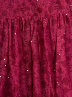 Miss Veste avec tulle appliqué et Robe en tulle imprimée Ensemble