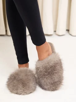 Mocha - Lipsy Chaussons mules en fausse fourrure ultra duveteux à bout fermé pour vêtements de nuit