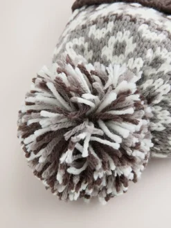 Moka marron Fairisle - Pom Bonnet Chapeaux (3mths-16yrs)