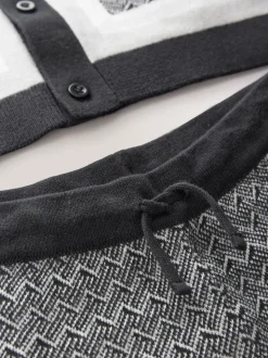 monochrome - Ensemble polo et short en maille géométrique à boutons (3-16ans)