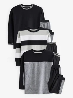 monochrome - Lot de 3 pyjamas à jambes courtes (3-16ans) (3-16ans)