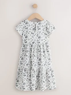 Monochrome imprimé floral - Robe Effet froissé à manches d’ange (3-16ans)