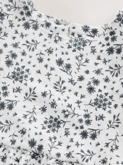 Monochrome imprimé floral - Robe Effet froissé à manches d’ange (3-16ans)