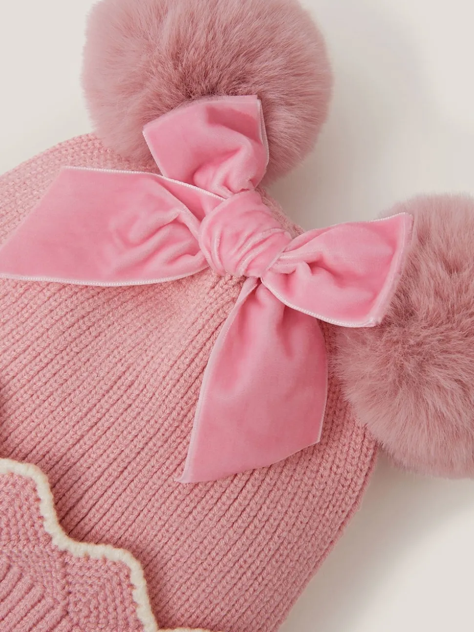 Monsoon Ensemble Bonnet et Mitaines festonnés