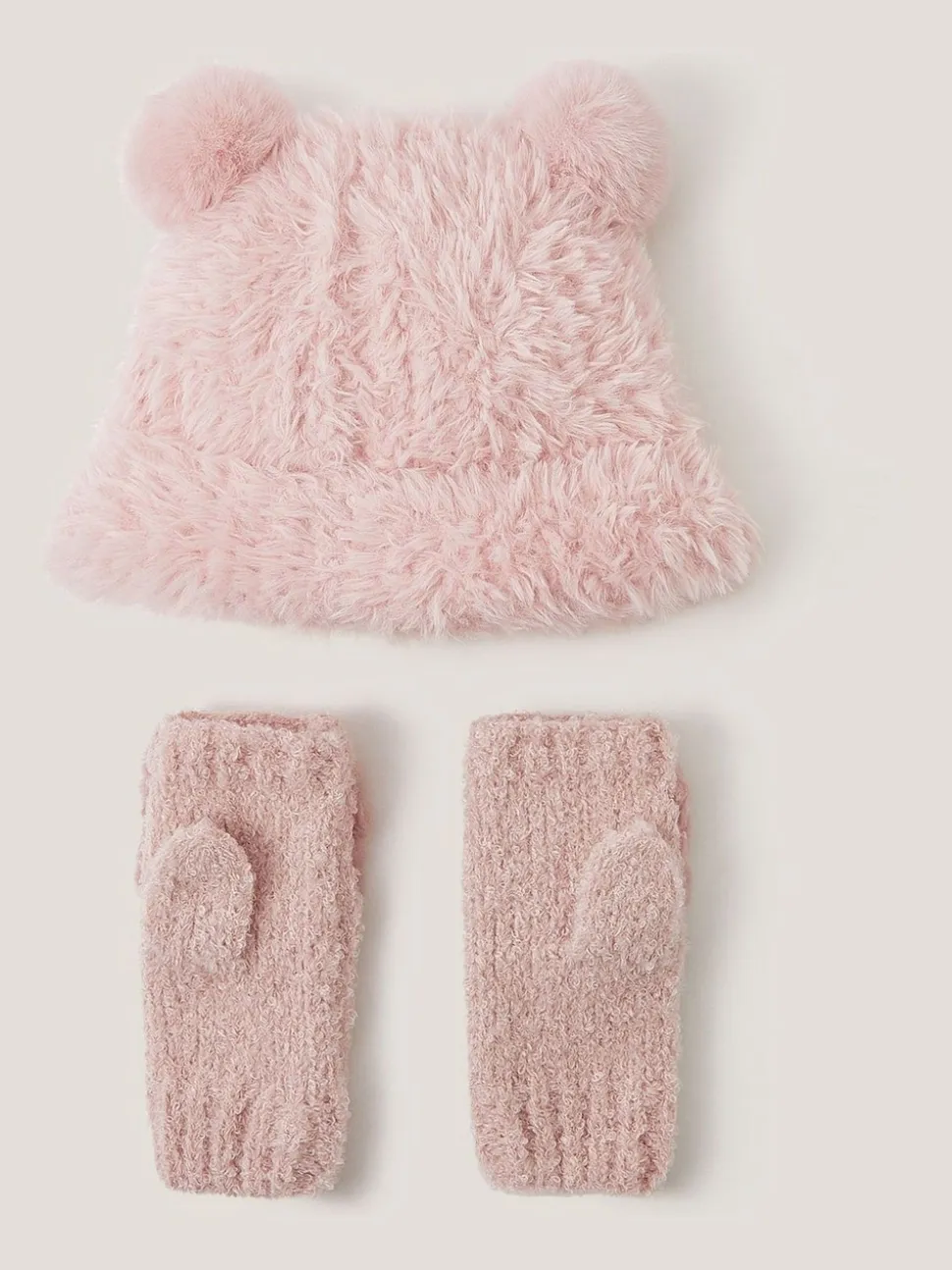 Monsoon ensemble chapeau et moufles en peluche duveteux