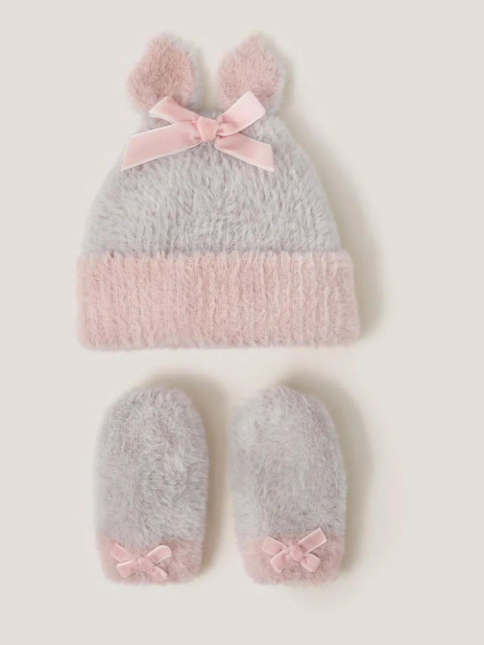 Monsoon ensemble chapeau et moufles lapin bébé