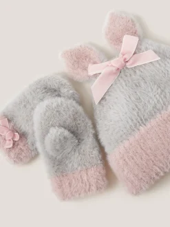 Monsoon ensemble chapeau et moufles lapin bébé