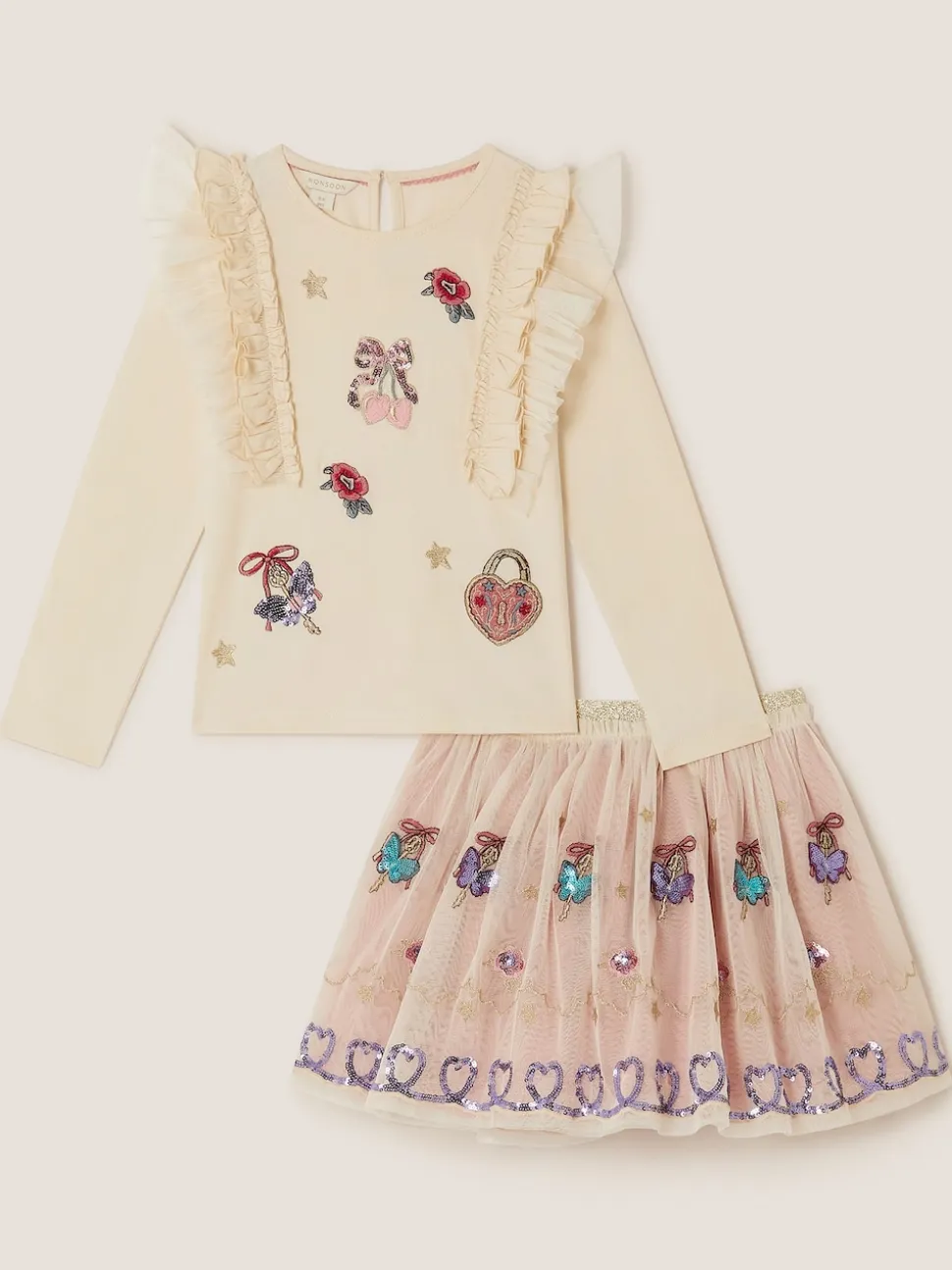 Monsoon Ensemble haut à Volants et Jupe Avec ornements