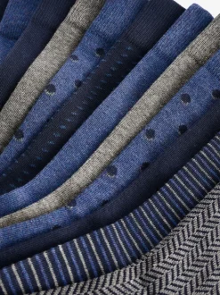 Motif Bleu/Gris bleu marine - Lot de 12 - Chaussettes riches en coton pour homme