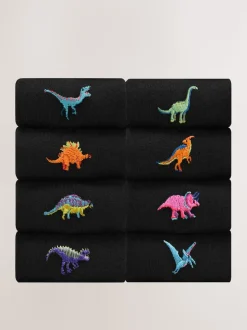 Motif dinosaure coloré - Paquet de chaussettes brodées amusantes 8