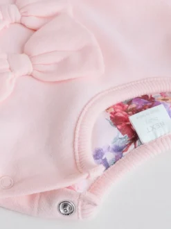 Motif floral rose/crème - Ensemble 2 pièces avec pulls et leggings à nœud bébé (0mois-2ans)