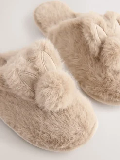 Motif lapin neutre - Chaussons Mule