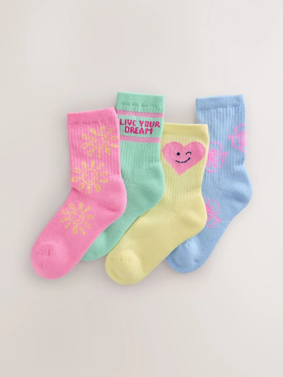 Motif multicolore - Chaussettes de cheville à semelle coussinée en coton riche 4 Pack