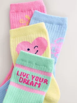 Motif multicolore - Chaussettes de cheville à semelle coussinée en coton riche 4 Pack