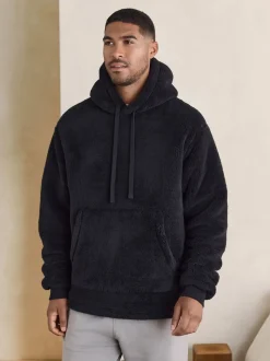 motif Noir Calvin Klein - Sweat à capuche en peau lainée