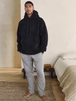 motif Noir Calvin Klein - Sweat à capuche en peau lainée