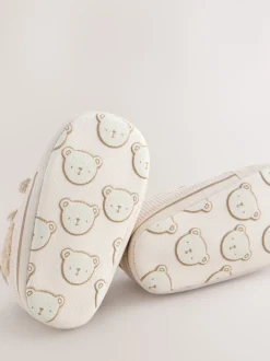 Motif ours neutre - Baskets Bébé à fermeture par contact (0-2mois)