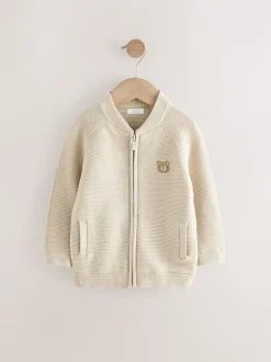 Motif ours neutre - Cardigan zippé (3mths-7yrs)