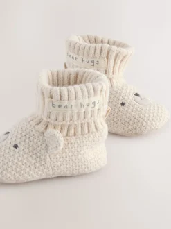 Motif ours neutre - Chaussures bottines chaussettes bébé (0-18mois)