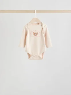Motif ours neutre - Lot de 5 bodies bébé à manches longues