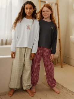 Motif ours neutre - Lot de 2 pyjamas tissés à carreaux (3-16ans)