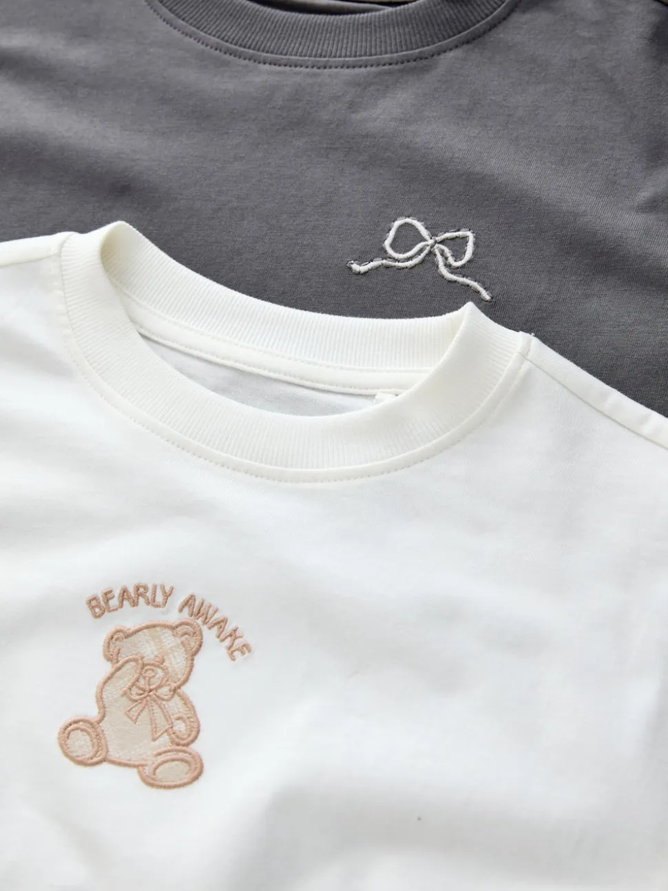 Motif ours neutre - Lot de 2 pyjamas tissés à carreaux (3-16ans)