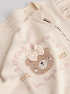 Motif ours neutre - Lot de 3 dors-bien bébé à fermeture éclair bidirectionnelle (0-2ans)