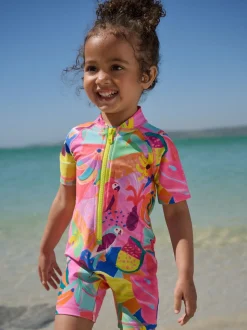 Motif tropical orange - Maillot de bain Sunsafe (3mths-10yrs)