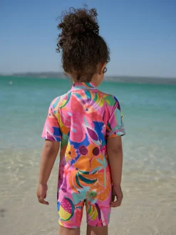Motif tropical orange - Maillot de bain Sunsafe (3mths-10yrs)