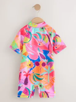 Motif tropical orange - Maillot de bain Sunsafe (3mths-10yrs)