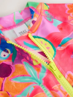 Motif tropical orange - Maillot de bain Sunsafe (3mths-10yrs)