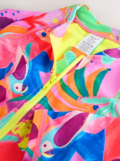 Motif tropical orange - Maillot de bain Sunsafe à manches longues (3mois-16ans)