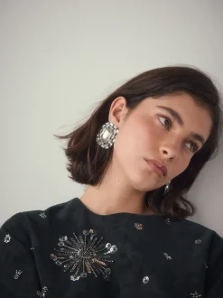 Métal de canon - Boucles d’oreilles scintillantes à clous de bijoux