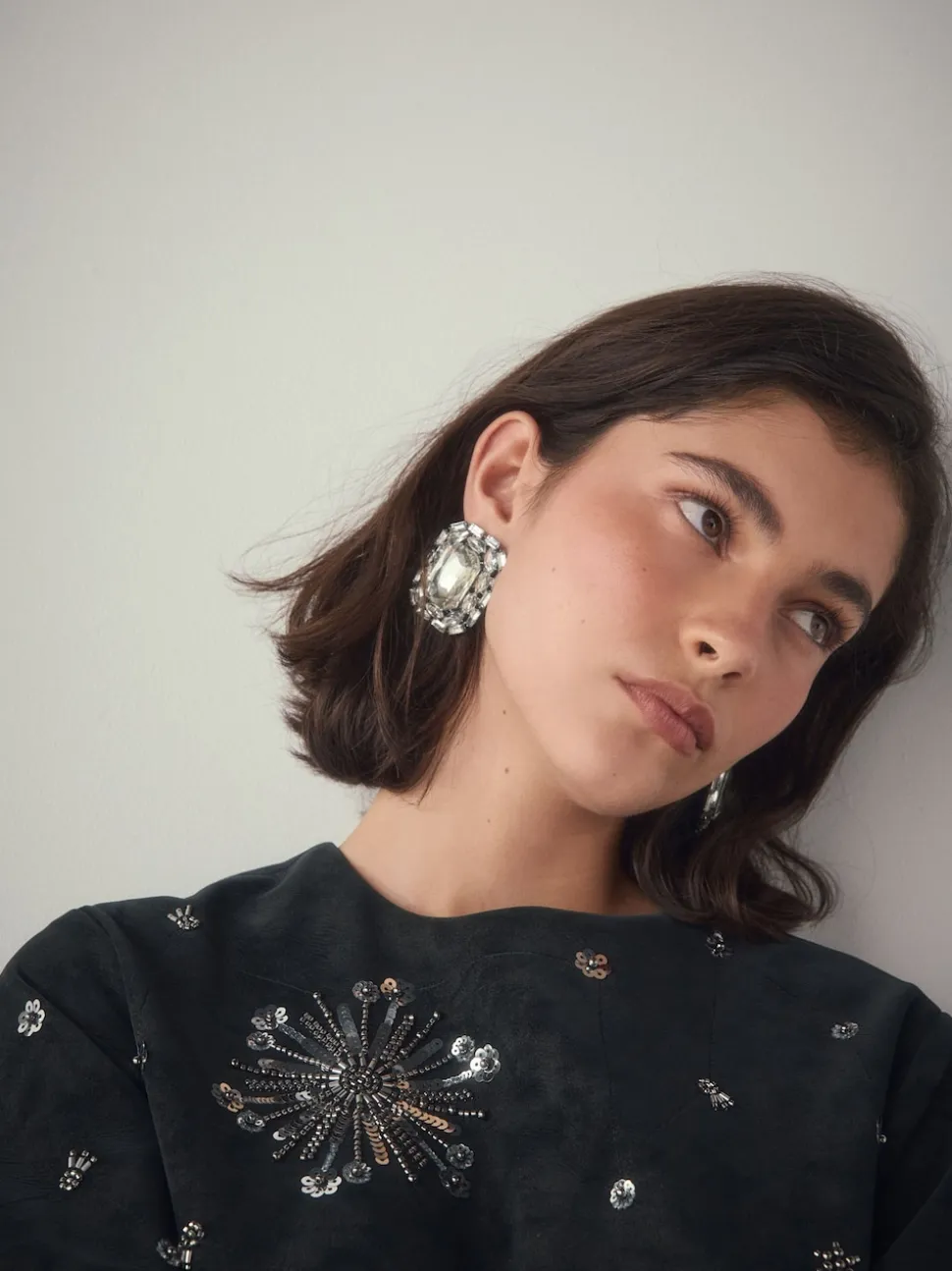 Métal de canon - Boucles d’oreilles scintillantes à clous de bijoux