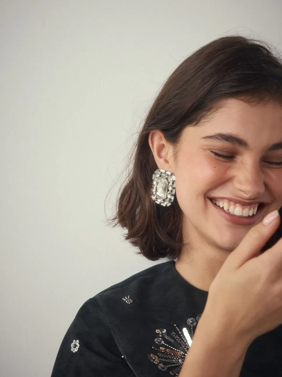 Métal de canon - Boucles d’oreilles scintillantes à clous de bijoux