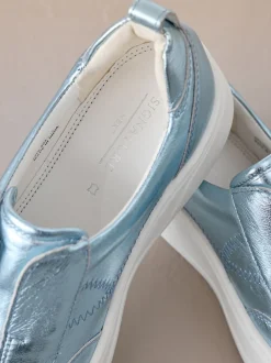 Métallisé - Baskets Signature à plateforme compensée épaisse en cuir