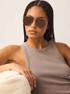 Métallisé - Lunettes de soleil style aviateur