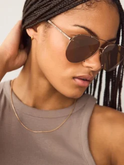 Métallisé - Lunettes de soleil style aviateur