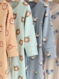 Multi Safari Animal - Combinaisons de sommeil pour bébé 4 Pack (0mois-3ans)