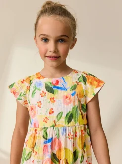 Multi tropical - Robe Effet froissé à manches d’ange (3-16ans)