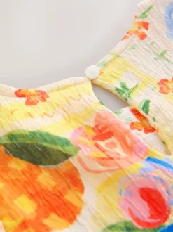 Multi tropical - Robe Effet froissé à manches d’ange (3-16ans)