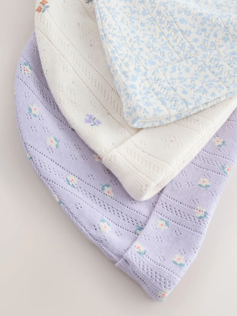 Multicolore - Lot de 3 bonnets pointelle pour bébé (0-18mois)