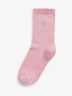 Multicolore - Lot de 7 paires de chaussettes de sport enrichies en coton avec cœur brodé