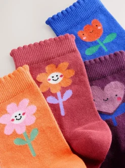 Multicolore - Lot de 4 paires de chaussettes en coton riche en fleurs et cœur