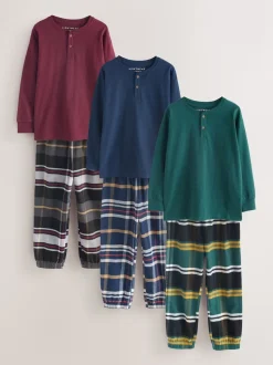Multicolore - Lot de 3 pyjamas tissés à carreaux (3-16ans)